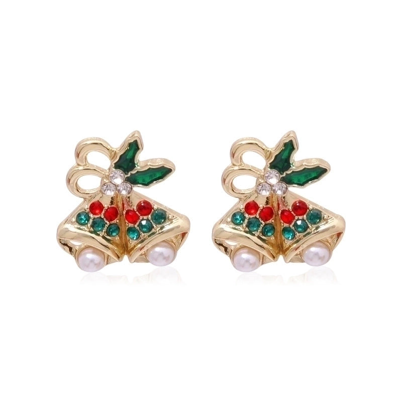 Fashion Santa Claus Christmas Socks Bell Epoxy Alloy Earrings