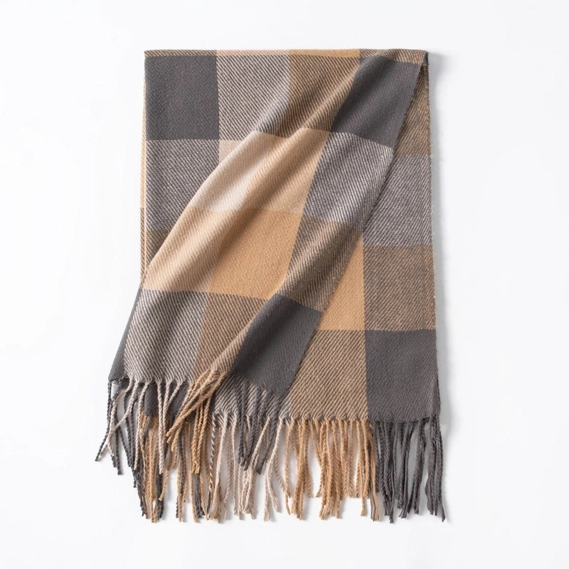 Unisex Retro Classic Style Lattice Polyester Scarf