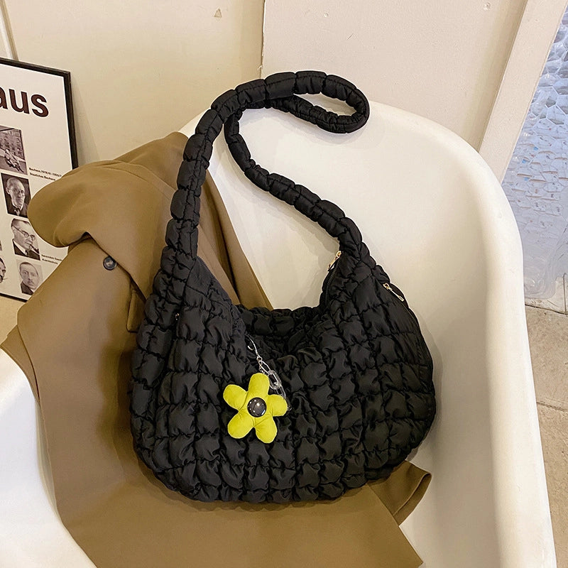 Women's Large Nylon Solid Color Streetwear Zipper Cloud Shape Bag