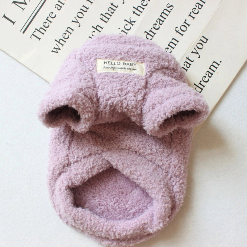 Casual Coral Fleece Solid Color Pet Clothing