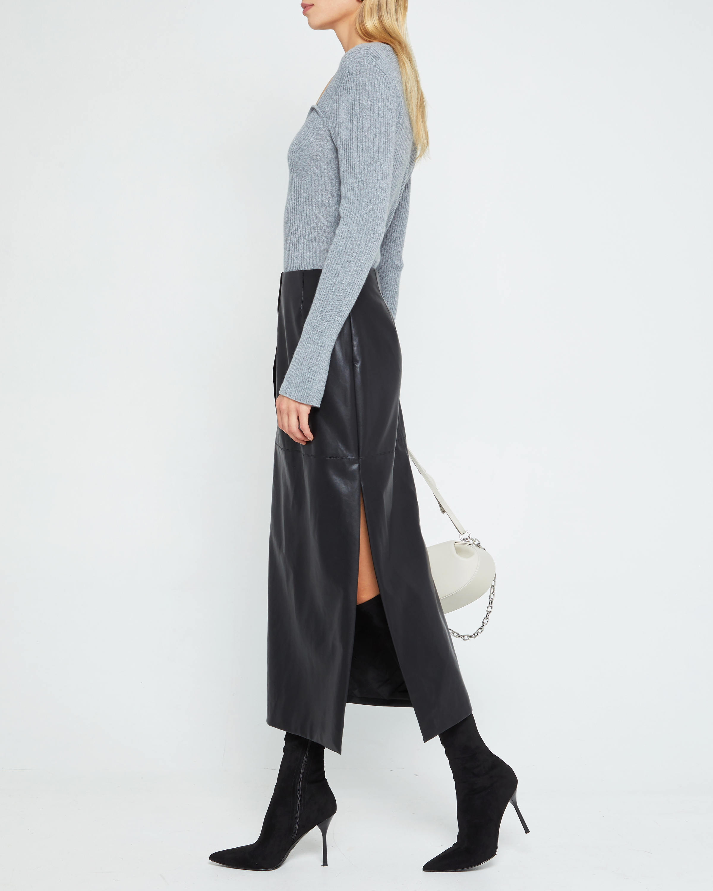 Isle Vegan Leather Midi Skirt