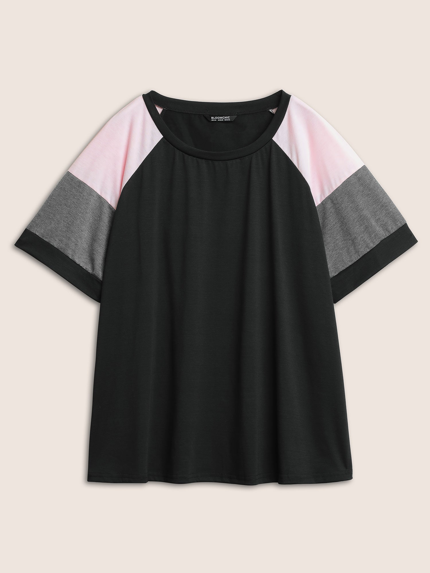 Colorblock Contrast Crew Neck Raglan Sleeve T-shirt