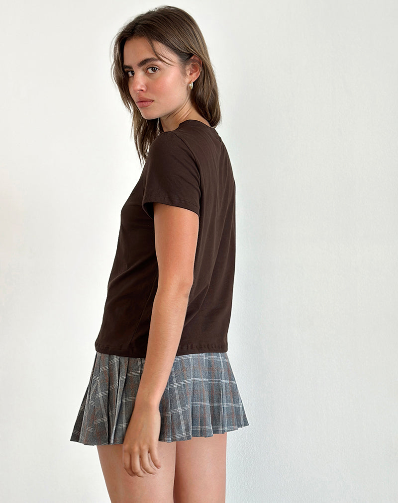 Saki Tee in Chocolate Brown with Girl Intuition Print