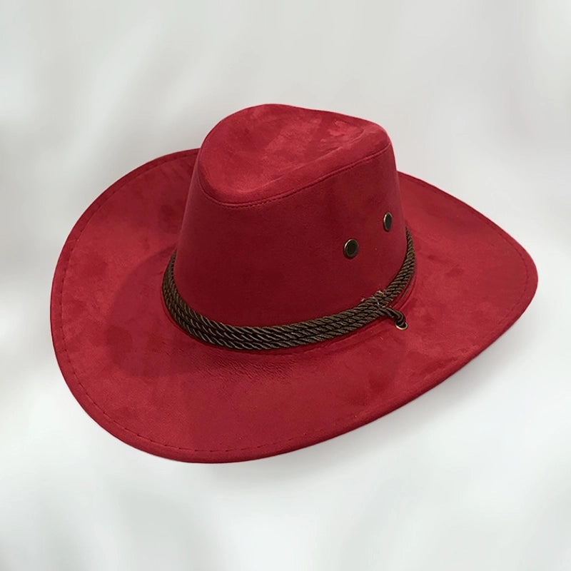 American Western Cowboy Hat Spring And Autumn Leather Men's Mountain Climbing Spanish Women's Sun Big Edge Sun Hat Sunscreen Travel