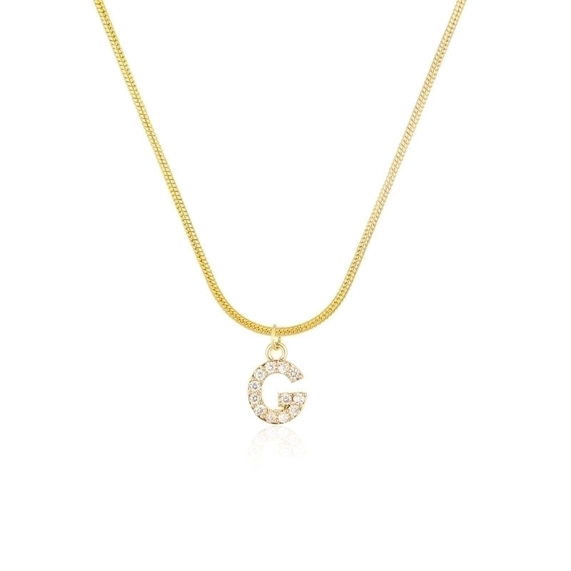 304 Stainless Steel Copper Classic Style Inlay Letter Zircon Pendant Necklace