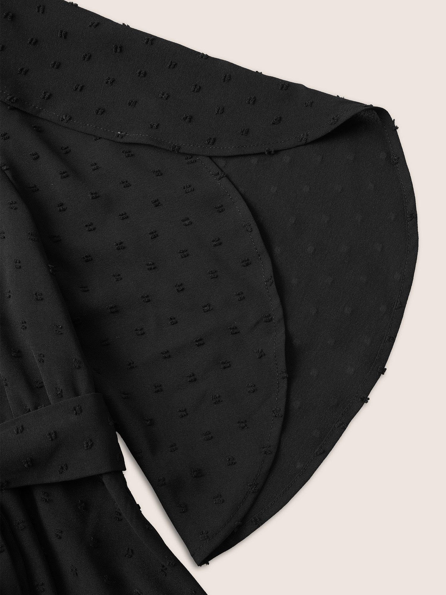 Plain Textured Petal Sleeve Ties Blouse