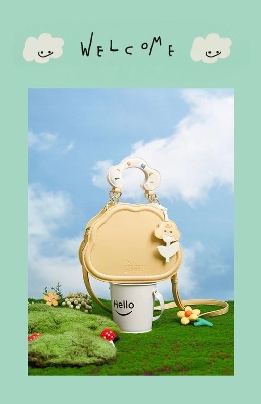 Women's Small Pu Leather Color Block Classic Style Square Magnetic Buckle Cloud Shape Bag