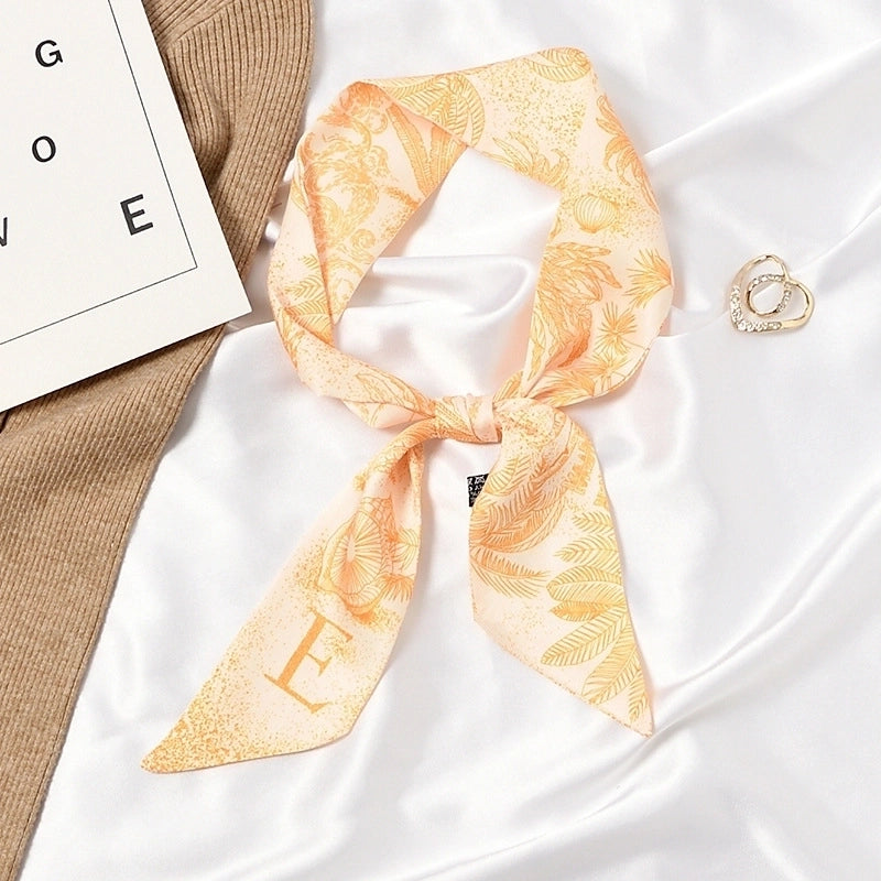 Women's Sweet Color Block Satin Printing Silk Scarf