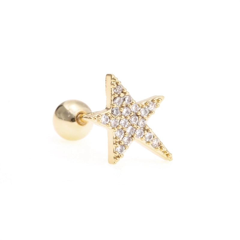 Ear Cartilage Rings & Studs Sweet Star Brass Gem