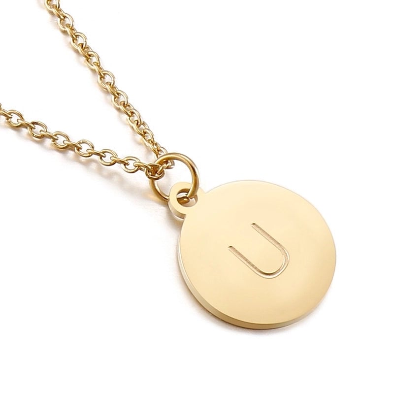 Titanium Steel 18K Gold Plated Minimalist Plating Letter Necklace
