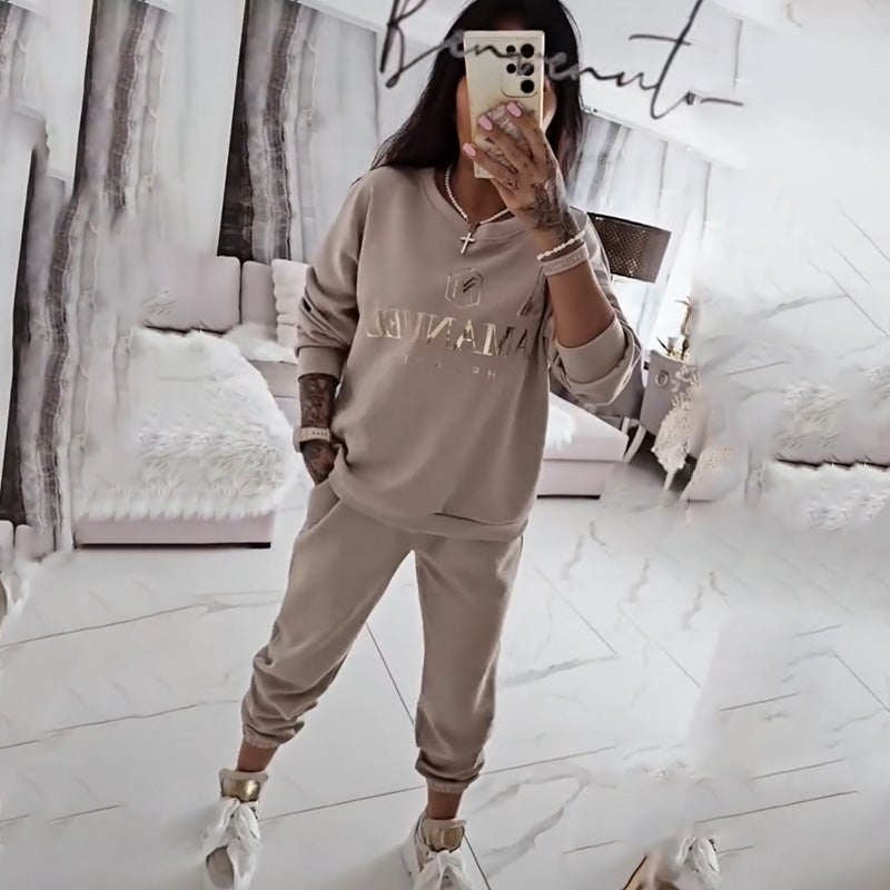 ✨Women's Long Sleeve Top & Pants Set – Soft Elastic Fabric, WFH-Ready & Comfy for Daily Errands