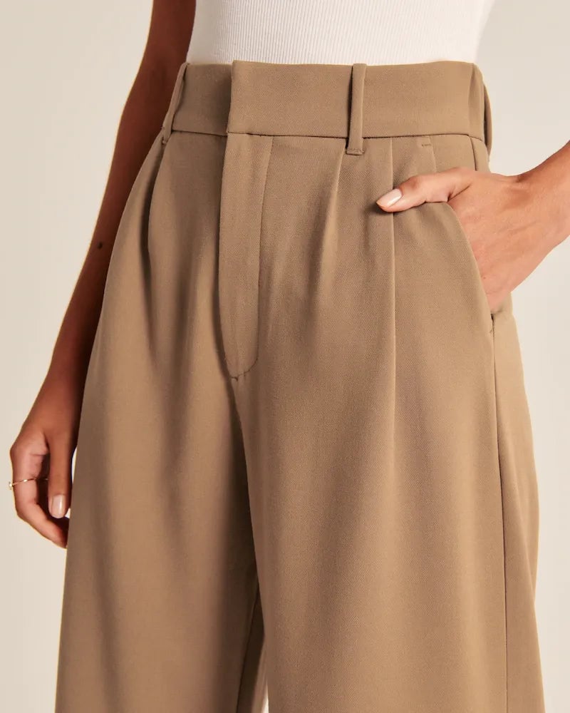 Icy Tailored Crepe Wide-Leg Pants