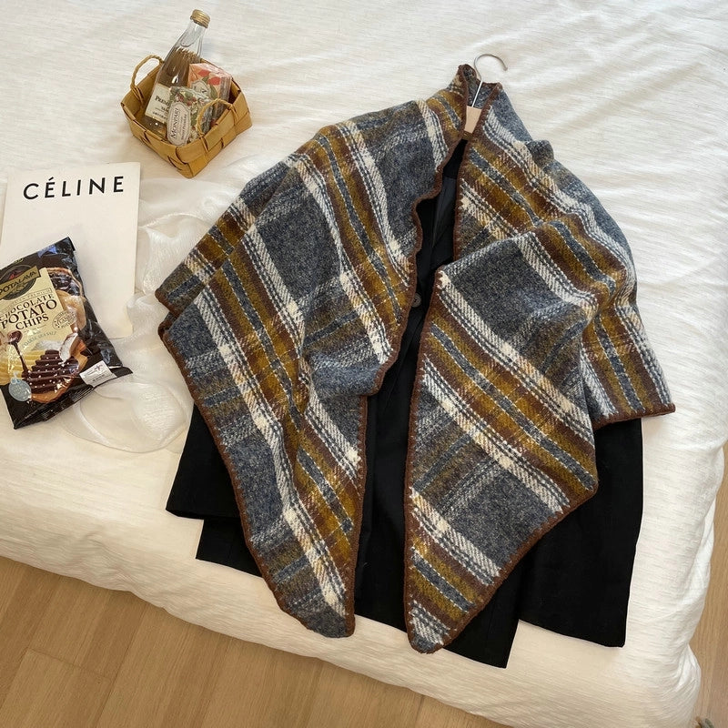 Women's Elegant Streetwear Color Block Lattice Polyester Shawl