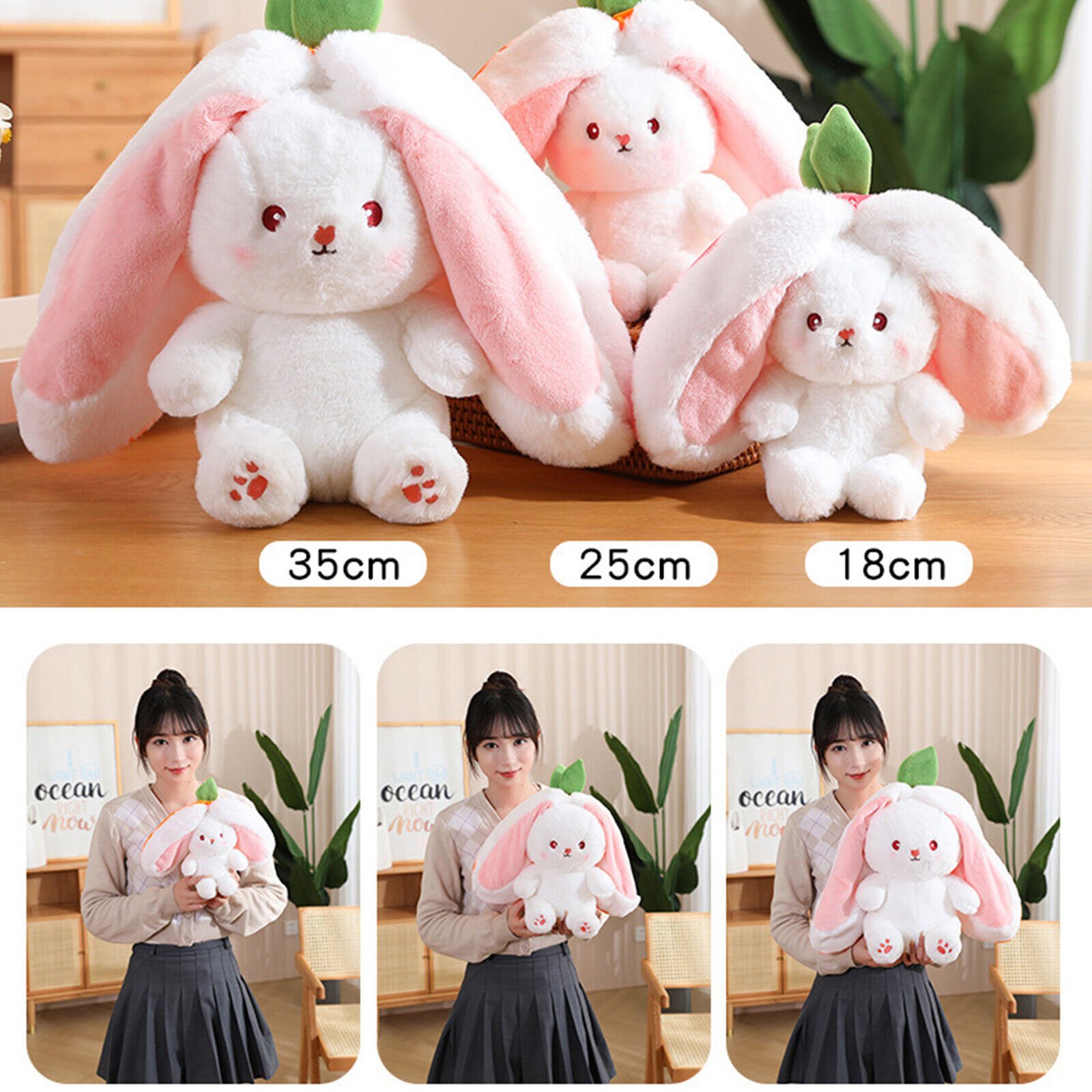 🔥Strawberry Bunny Transformed into Little Rabbit Fruit Doll Plush Toy