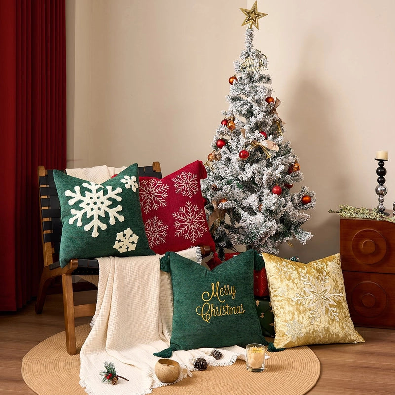 Minimalist Letter Snowflake Cotton Pillow Cases Couch & Sofa Decor