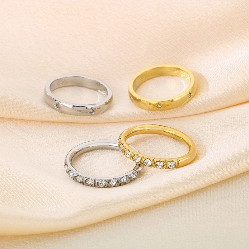 Vintage Style Minimalist Classic Style Geometric 304 Stainless Steel 18K Gold Plated Rings