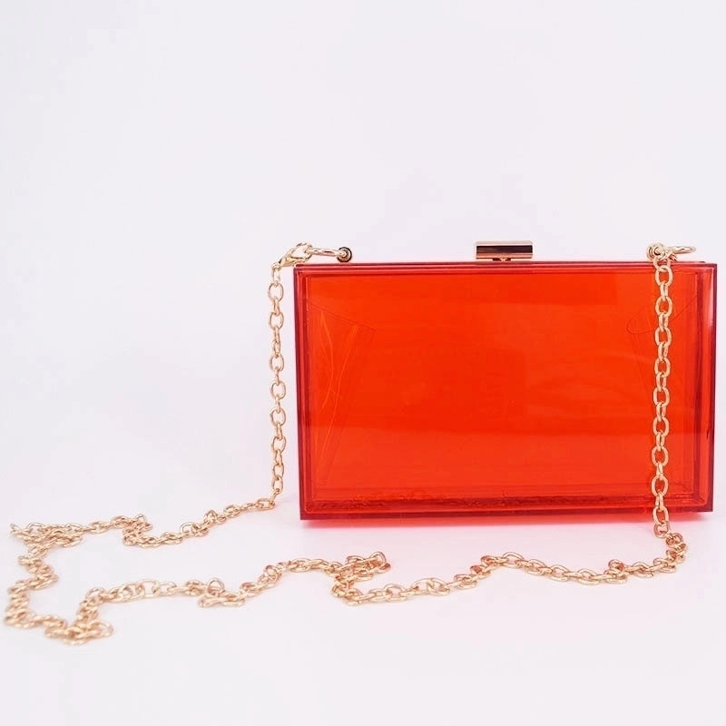 Black Transparent Pink Arylic Solid Color Square Evening Bags
