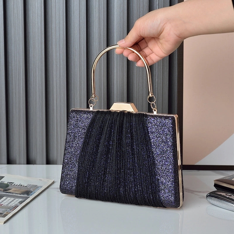 Purple Green Pu Leather Color Block Square Evening Bags