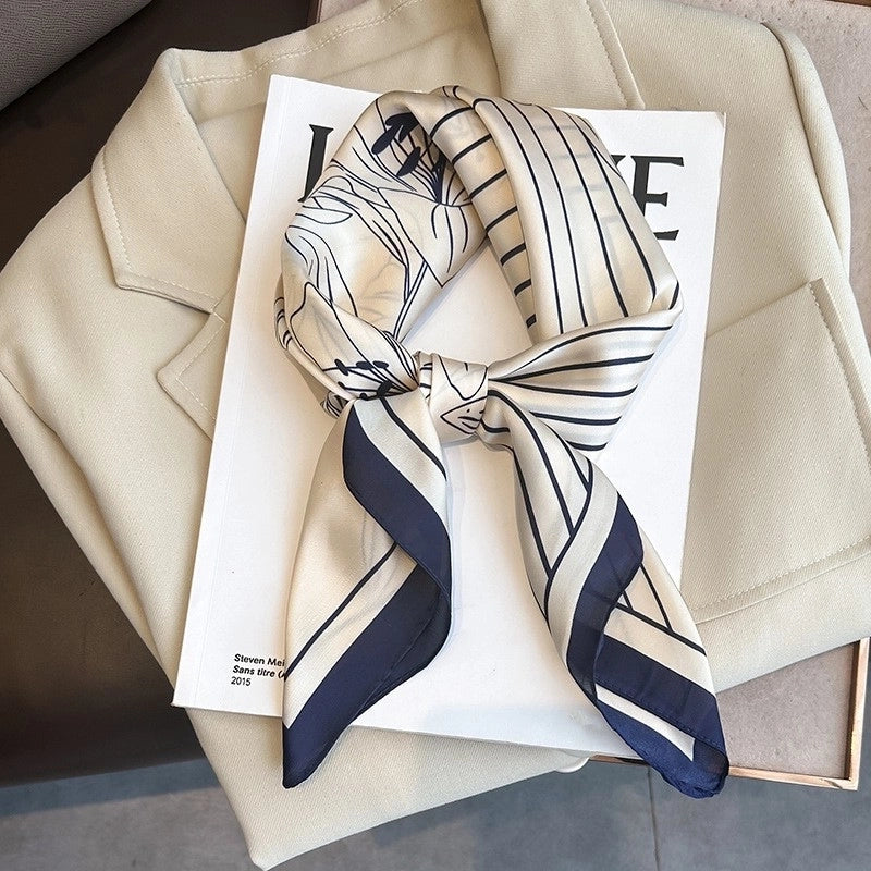 Silk Scarf Women's Elegant Small Square Scarf Decoration 70 Professional Small Square Scarf  New Autumn And Winter Warm Scarf French Hair Band