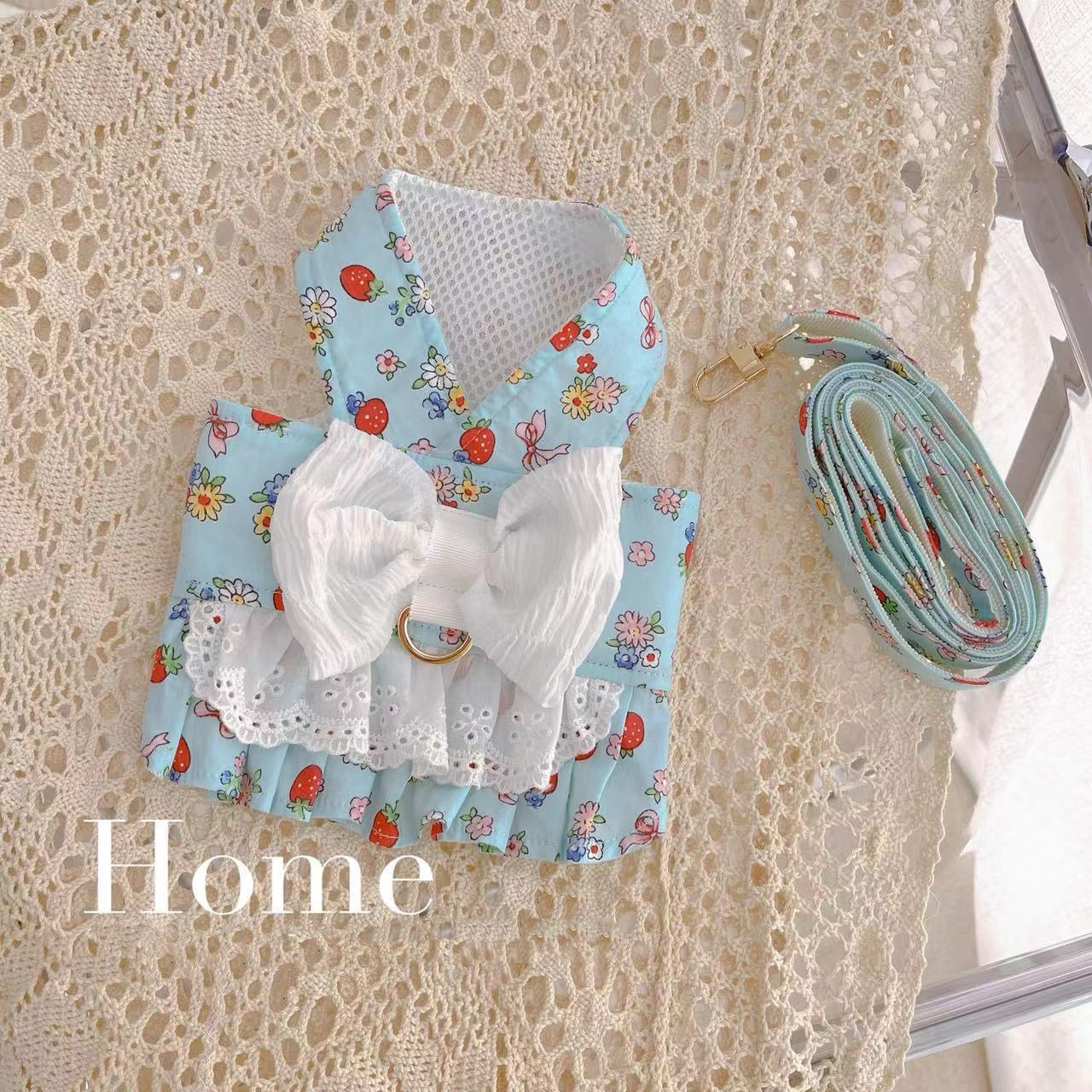 Fruit Printed Lace Bow Dog Harness&Leash
