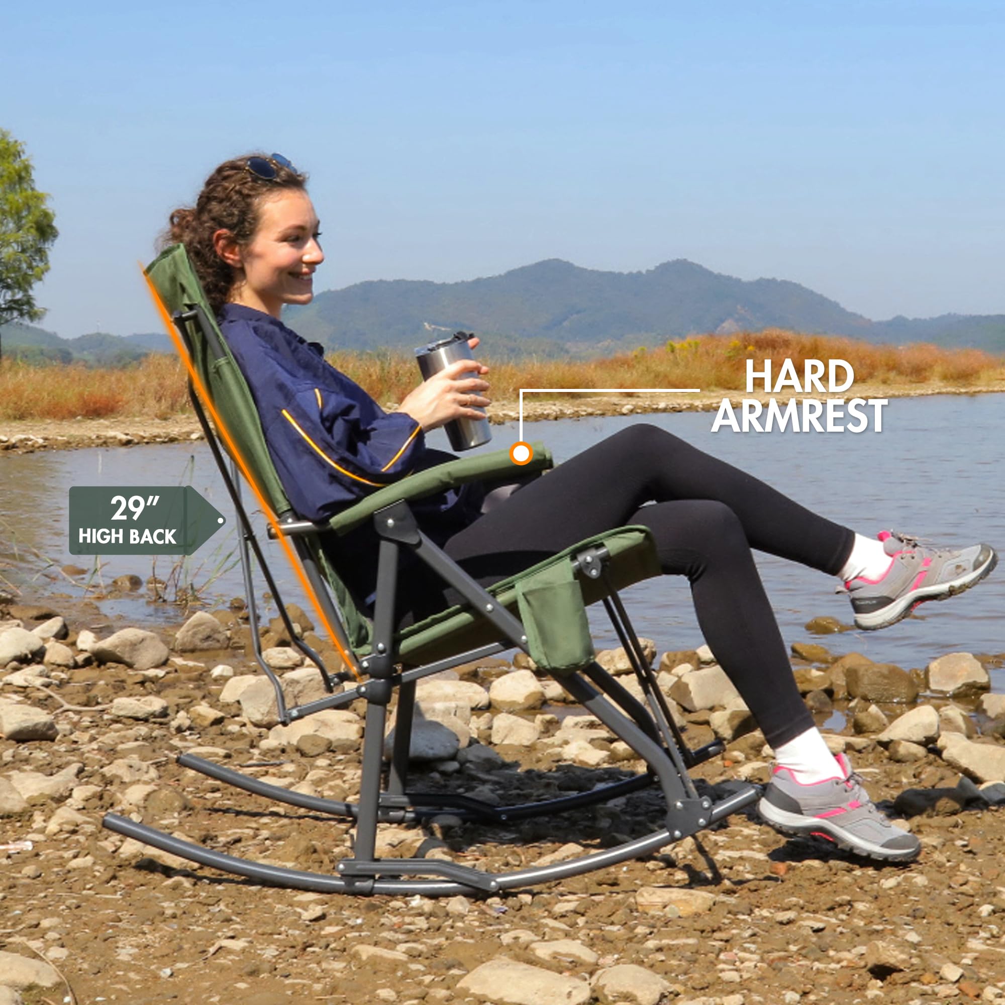 💥 Last Day Buy 2 Get 2 Free💥Extra large folding outdoor rocking chair, supports 400 lbs