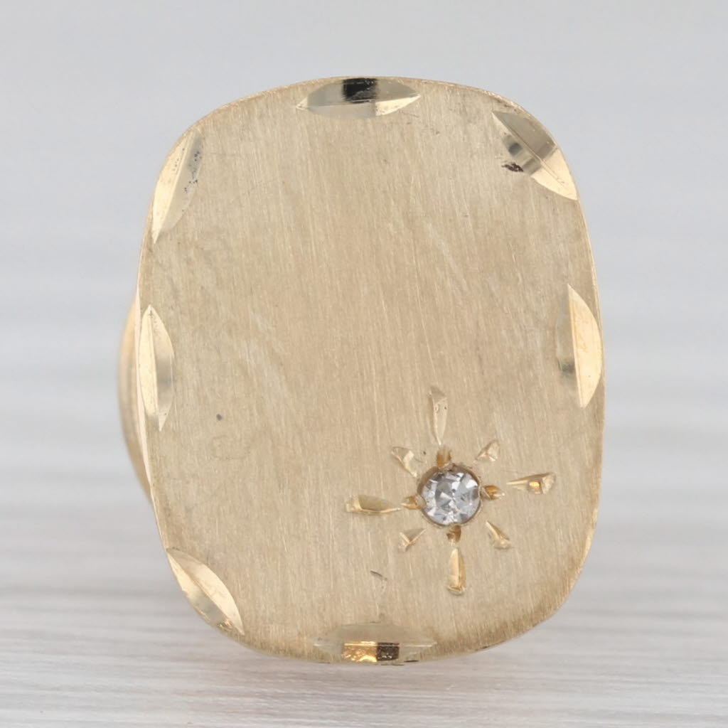 Vintage Diamond Tie Tac Pin 14k Yellow Gold Engravable Lapel