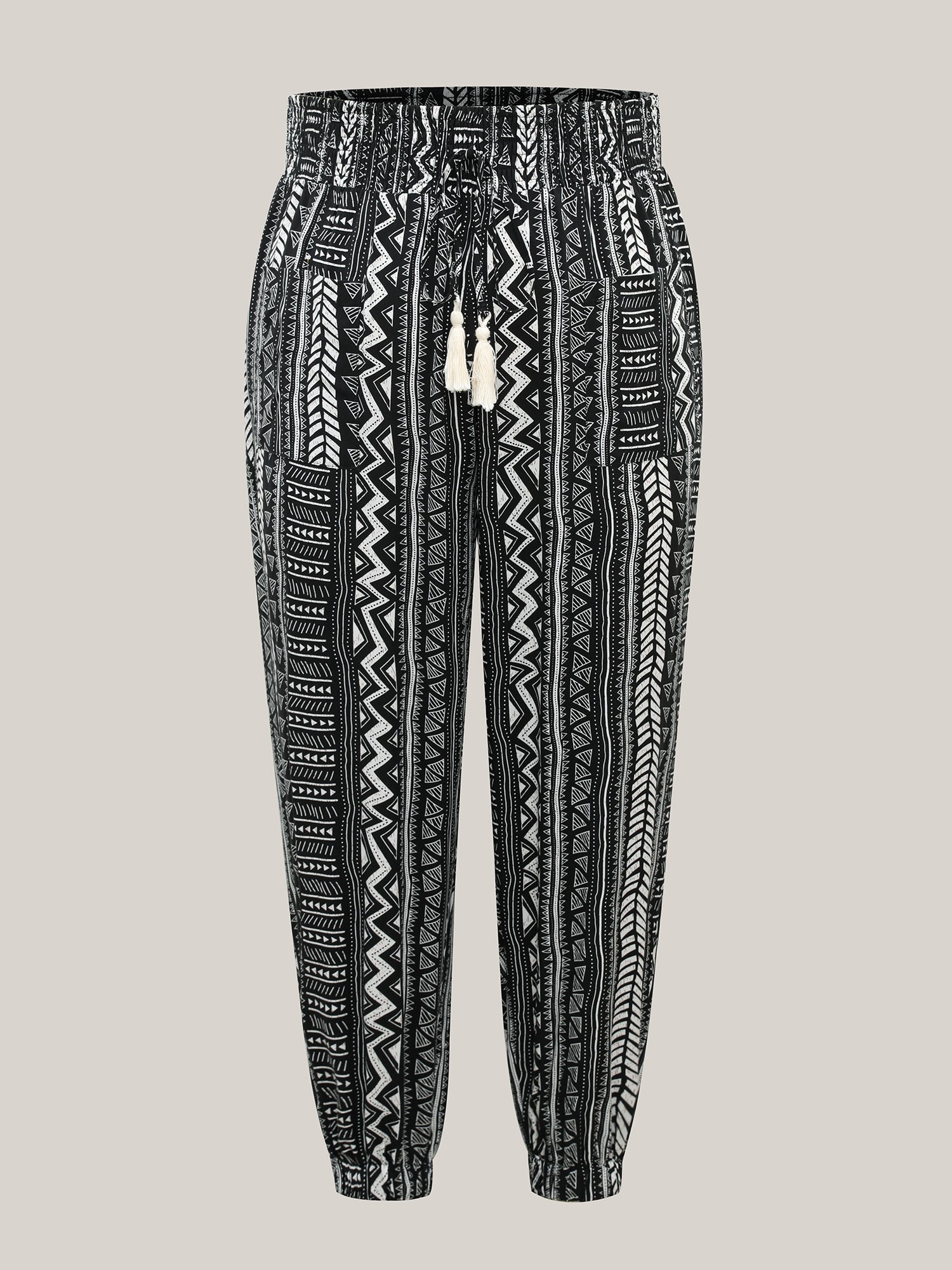 Boho Stripes Tassels Jogger Pants