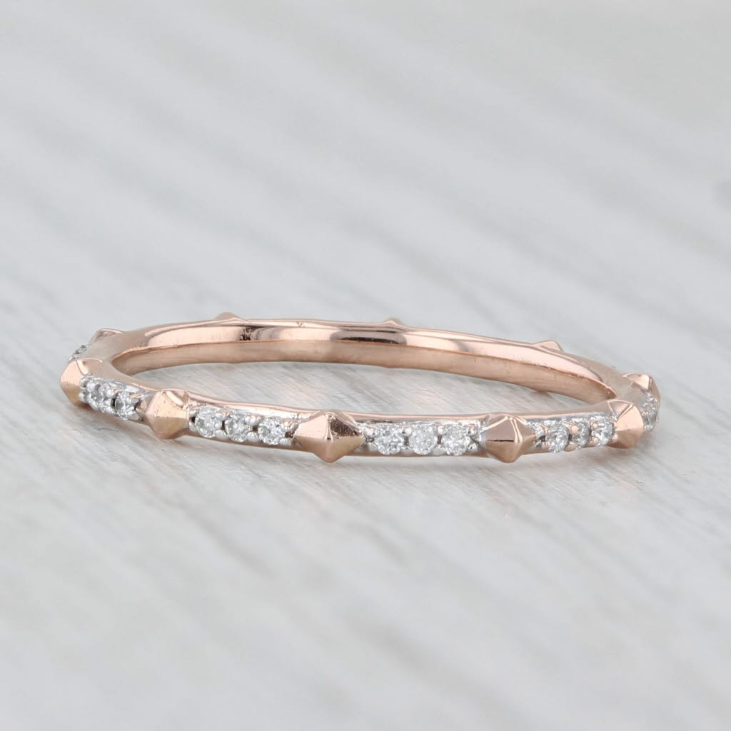 0.15ctw Diamond Wedding Ring 14k Rose Gold Stackable Eternity Band Size 7.25