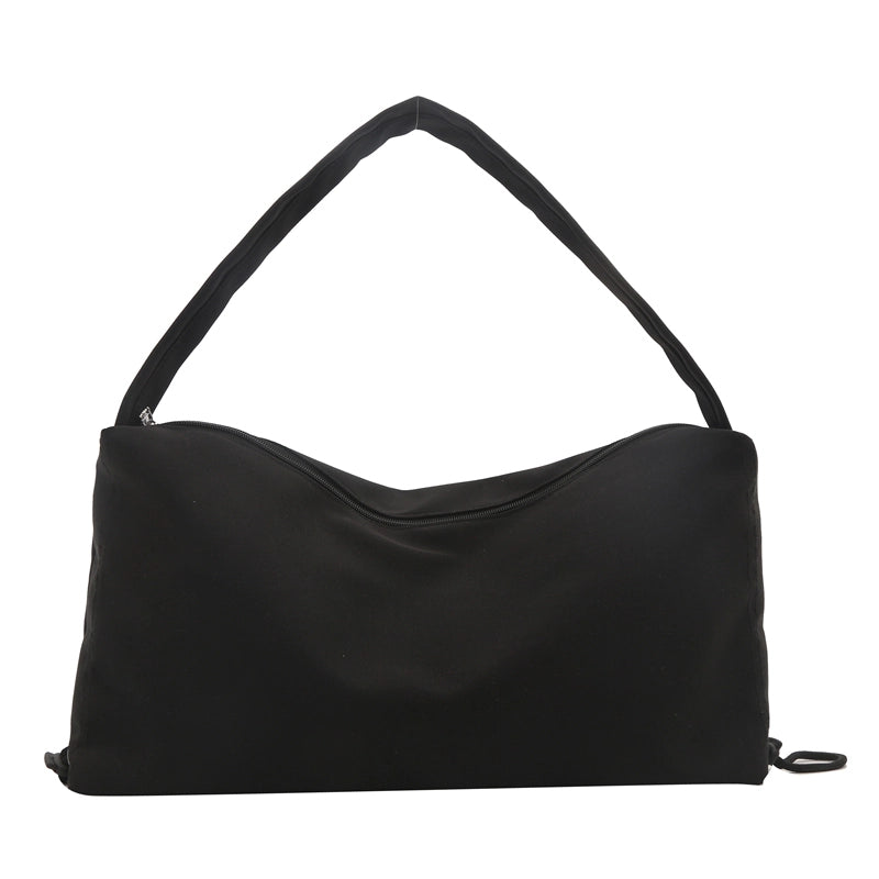 Women's Medium Canvas Solid Color Basic Dumpling Shape Zipper Shoulder Bag