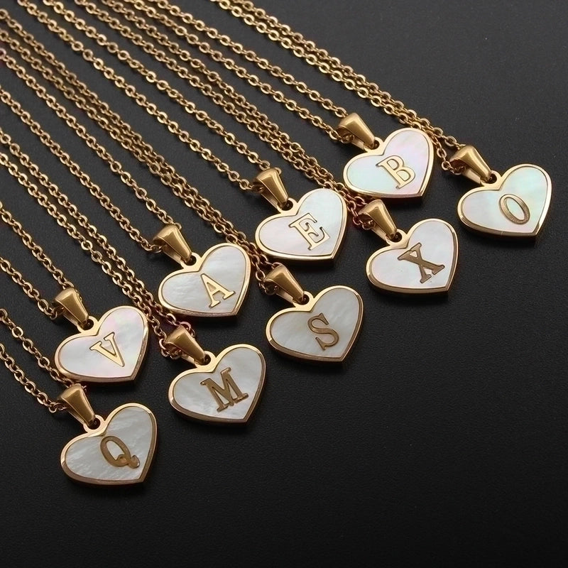 Casual Letter 304 Stainless Steel Shell Shell 18K Gold Plated Plating Inlay Pendant Necklace