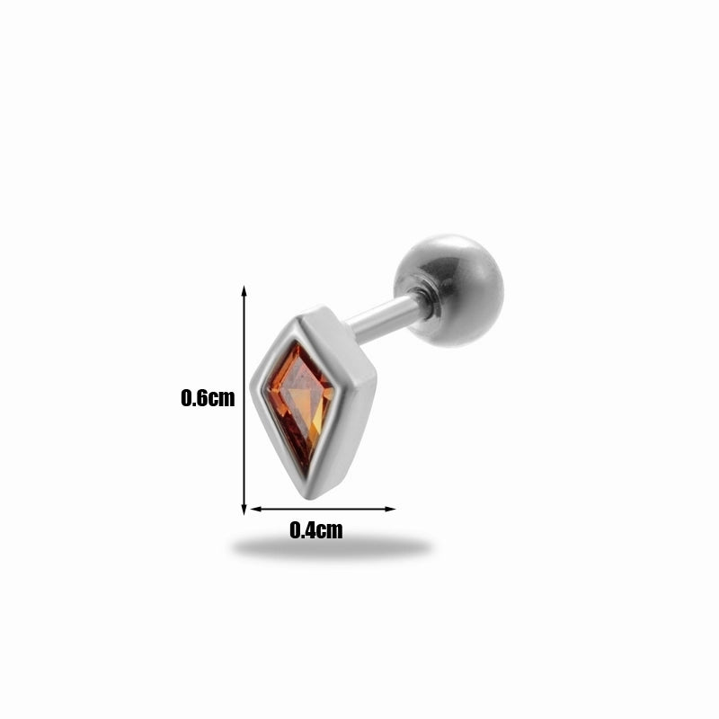 1 Piece Ear Cartilage Rings & Studs Minimalist Classic Style Rhombus 316L Stainless Steel  Copper Plating Inlay Zircon