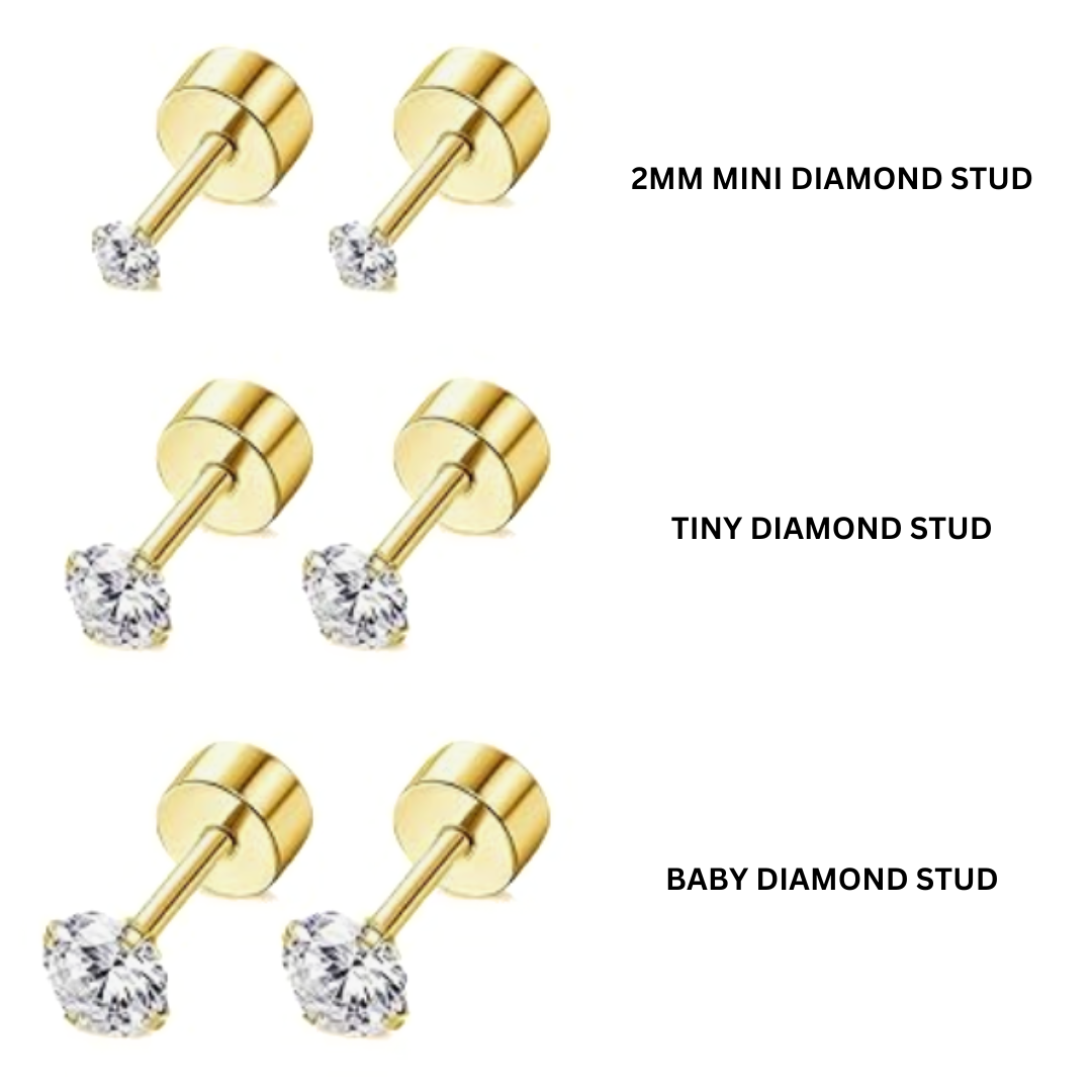 Baby Diamond style studs - Gold
