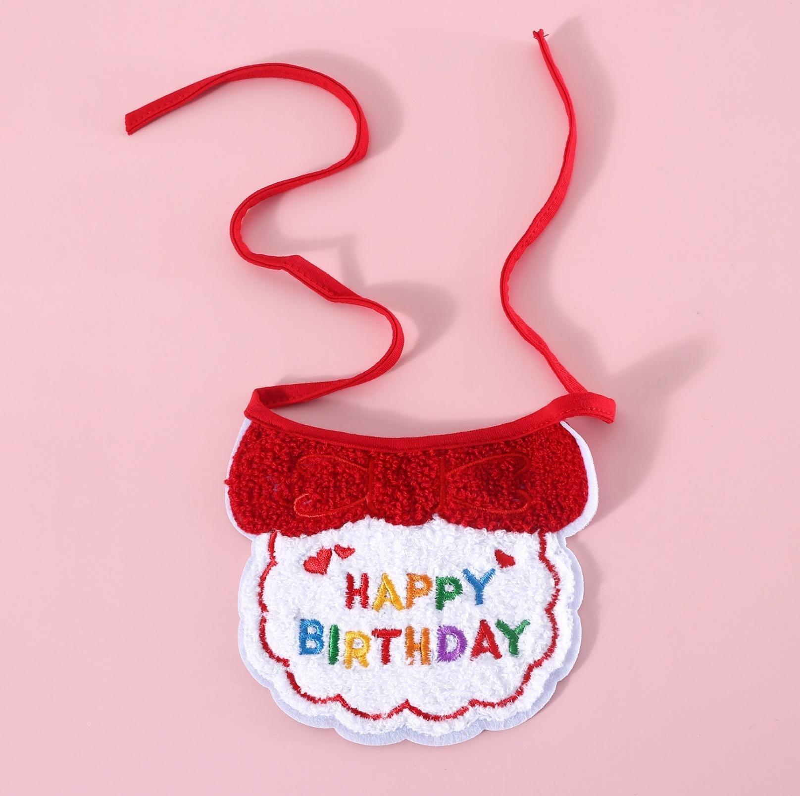 Pet Birthday Ensemble - Embroidered Accessory with Bowtie