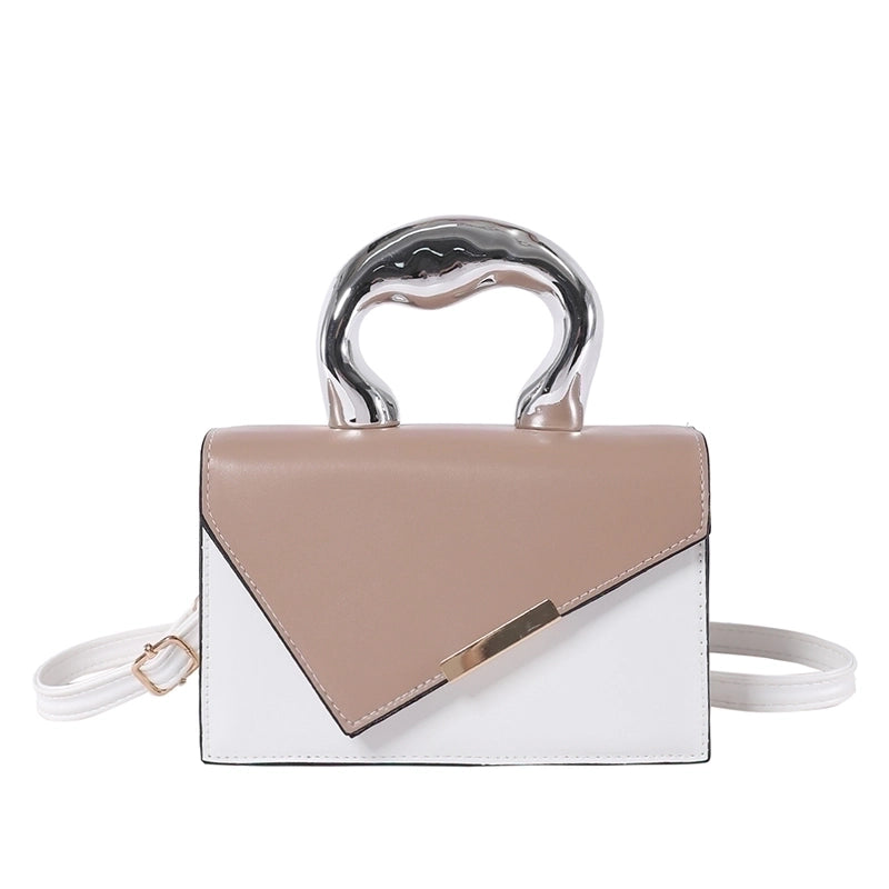 Women's Pu Leather Color Block Elegant Flip Cover Handbag