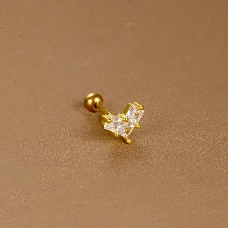 1 Piece Sweet Minimalist Flower Plating Inlay Titanium Steel Zircon Ear Studs