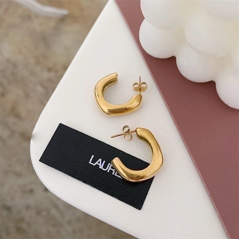 1 Pair Minimalist Solid Color Plating Stainless Steel Gold Plated Earrings