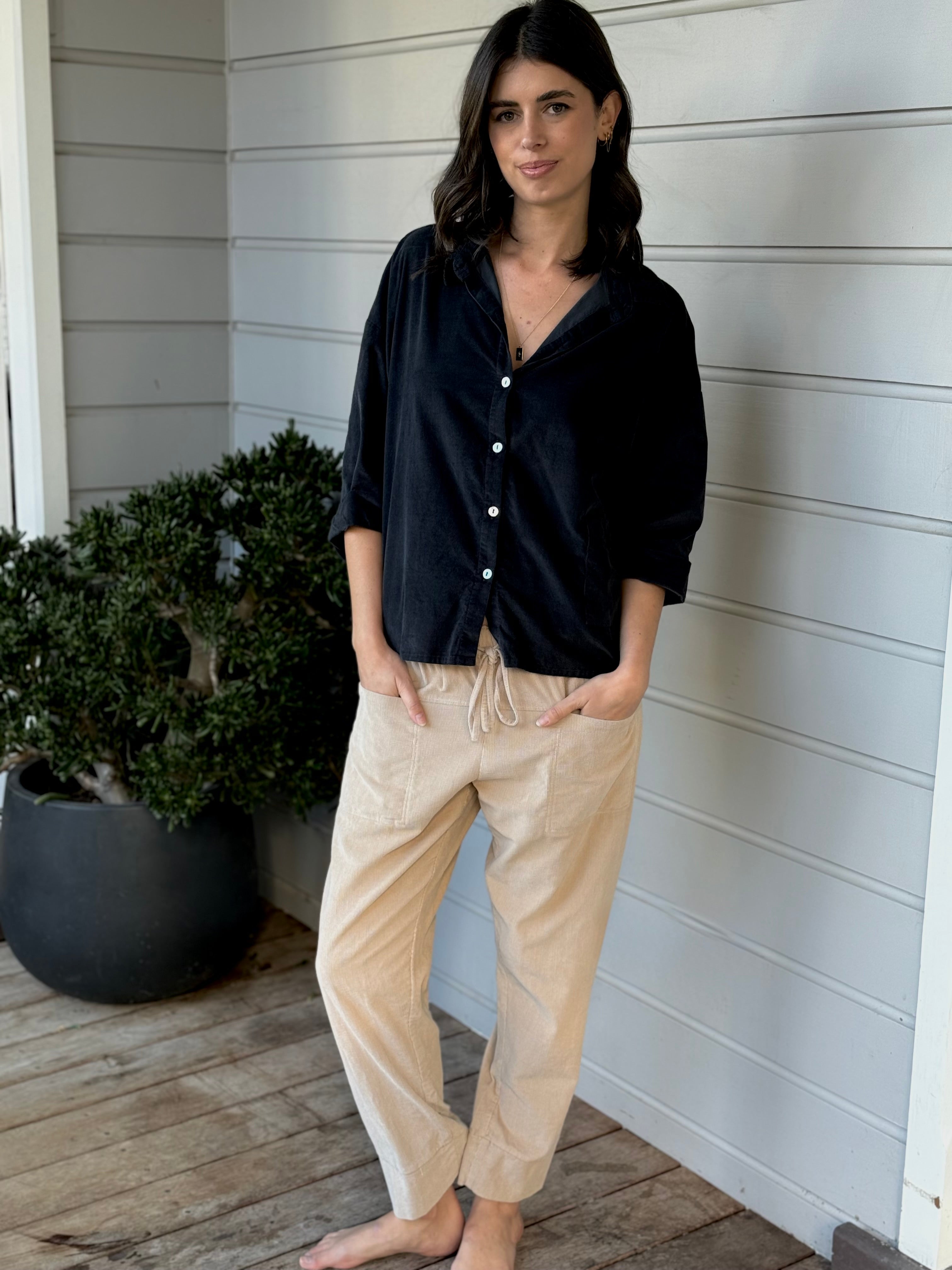 deanna shirt - charcoal cord