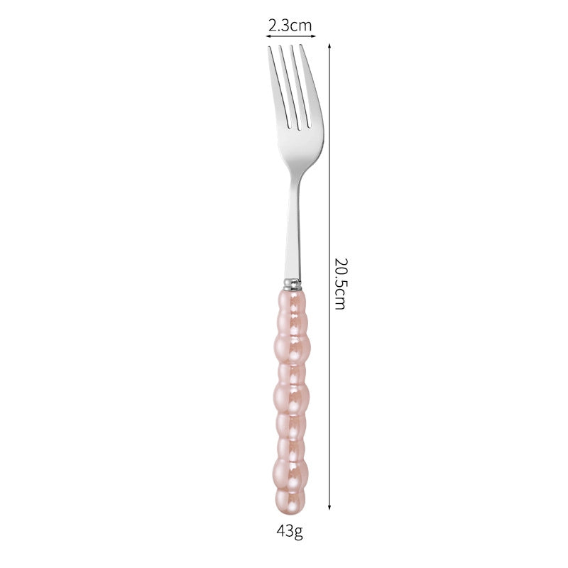 Ceramic Pearl Handle Stainless Steel Knife. Fork And Spoon Creative Light Luxury Western Food Hotel Steak Knife Dessert Spoon Tableware Suit