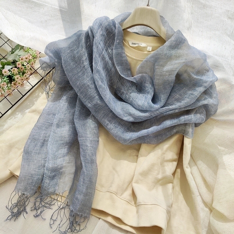Women's Ethnic Style Solid Color Linen Silk Scarf