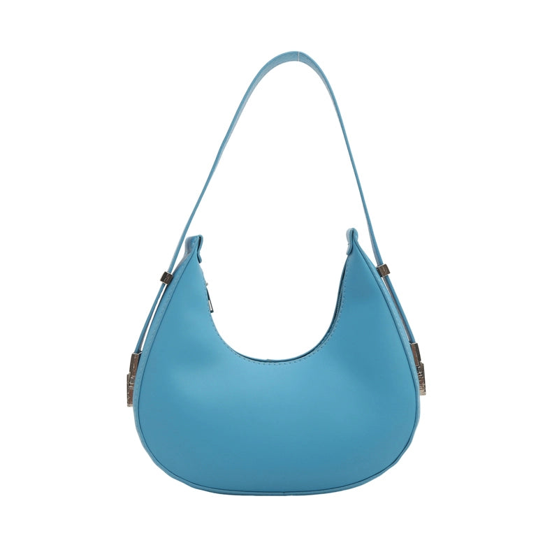Women's Small Pu Leather Solid Color Elegant Dumpling Shape Zipper Shoulder Bag Underarm Bag