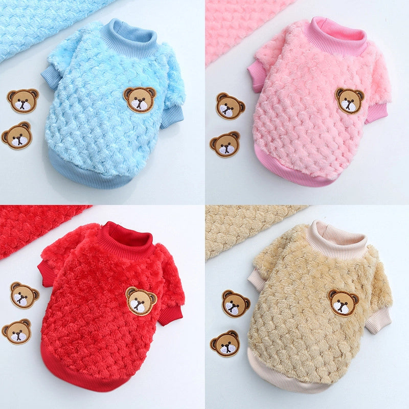 Large And Small Dog Clothes Cat Pet Clothes Autumn And Winter New Pet Supplies Velvet Clothes French Bucket Two-legged Clothes Plaid