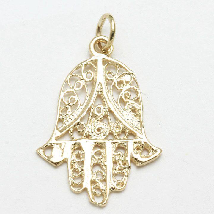 14k Gold Delicate Hamsa Pendant