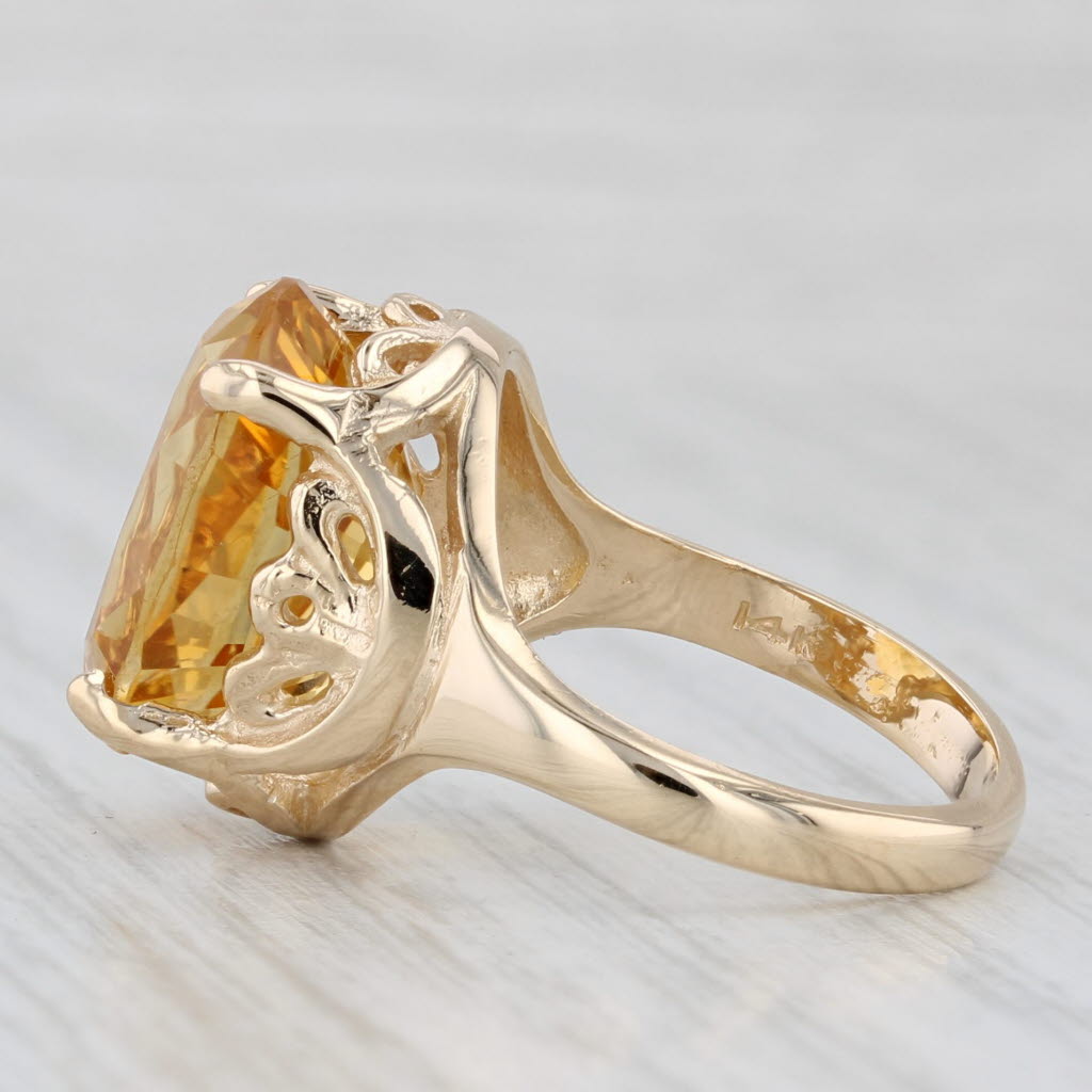 6.10ct Oval Orange Citrine Solitaire Ring 14k Yellow Gold Size 5