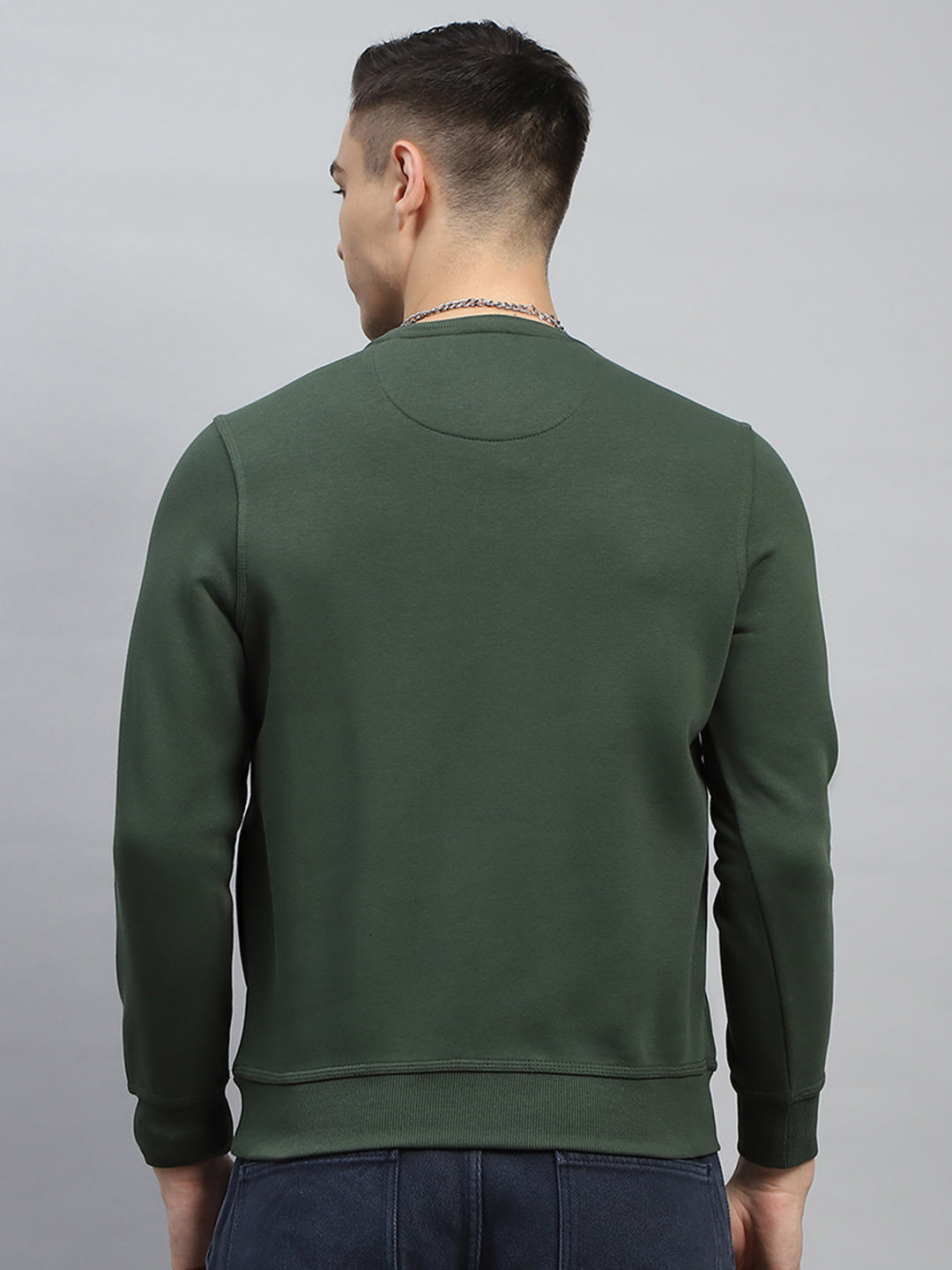 Men Green & Maroon Printed Round Neck Full Sleeve Sweatshirt