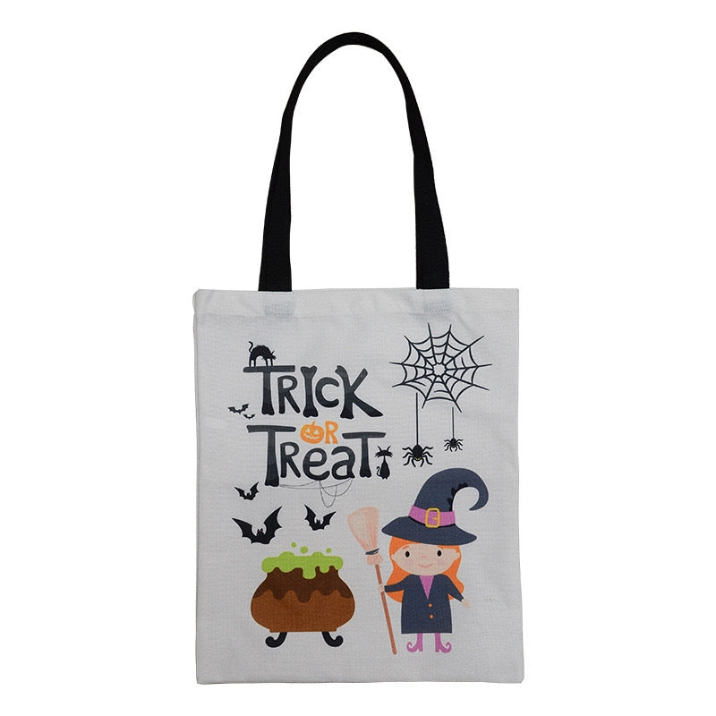 Halloween Unisex Medium Canvas Pumpkin Letter Streetwear Square Open Canvas Bag