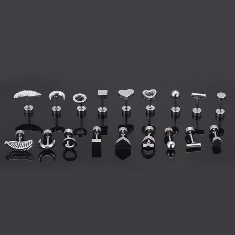 1 Pair Minimalist Moon Heart Shape Plating 304 Stainless Steel 18K Gold Plated Ear Studs