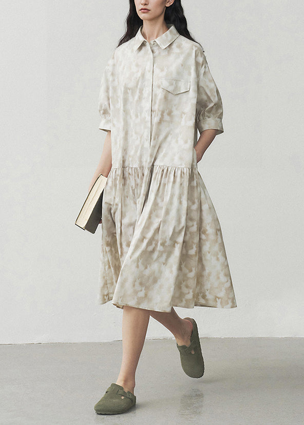 Original Peter Pan Collar Tie Dye Print Shirt Dress Summer