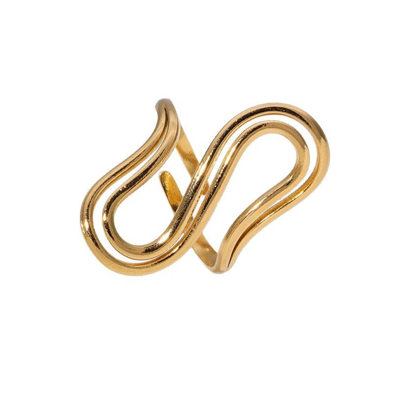 Minimalist Cold Style Special S-Shaped Niche Design Geometric Simple Versatile Stainless Steel Ring Female