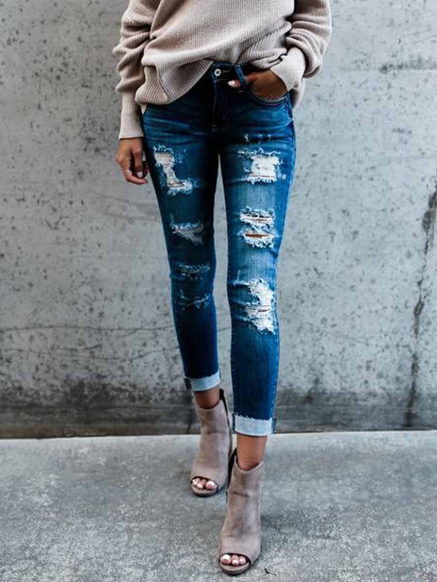 Stretch Slim Ripped Jeans