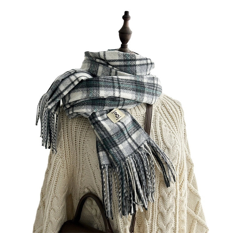 Women's Retro Plaid Imitation Cashmere Scarf